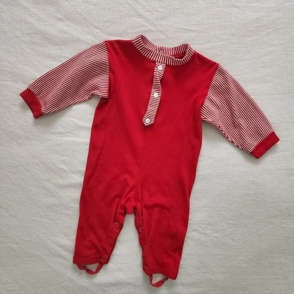 Vintage Red Striped Bodysuit 9-12 months